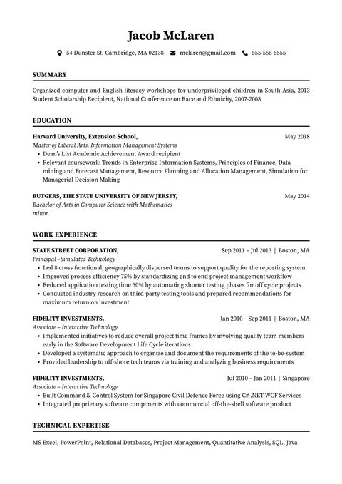 Executive Academic Resume