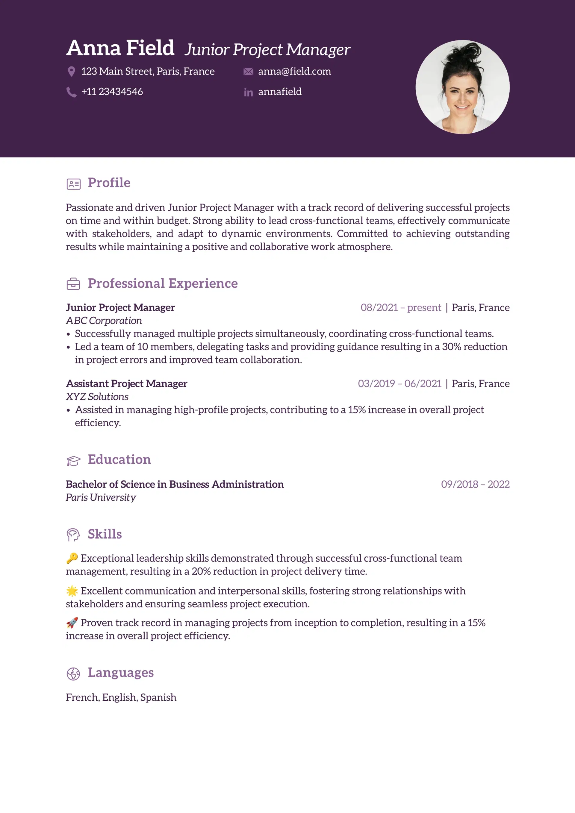 Classic monochrome resume template for executives